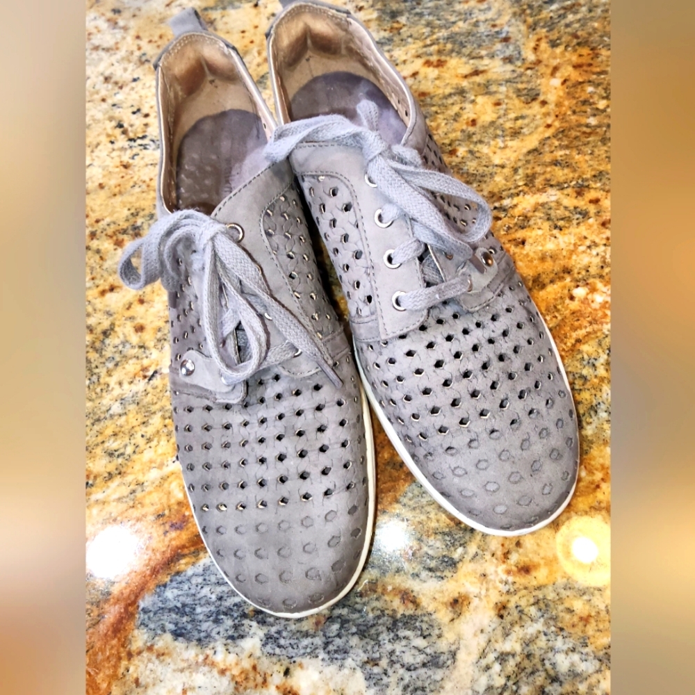 Stylish Gray Perforated Sneakers
